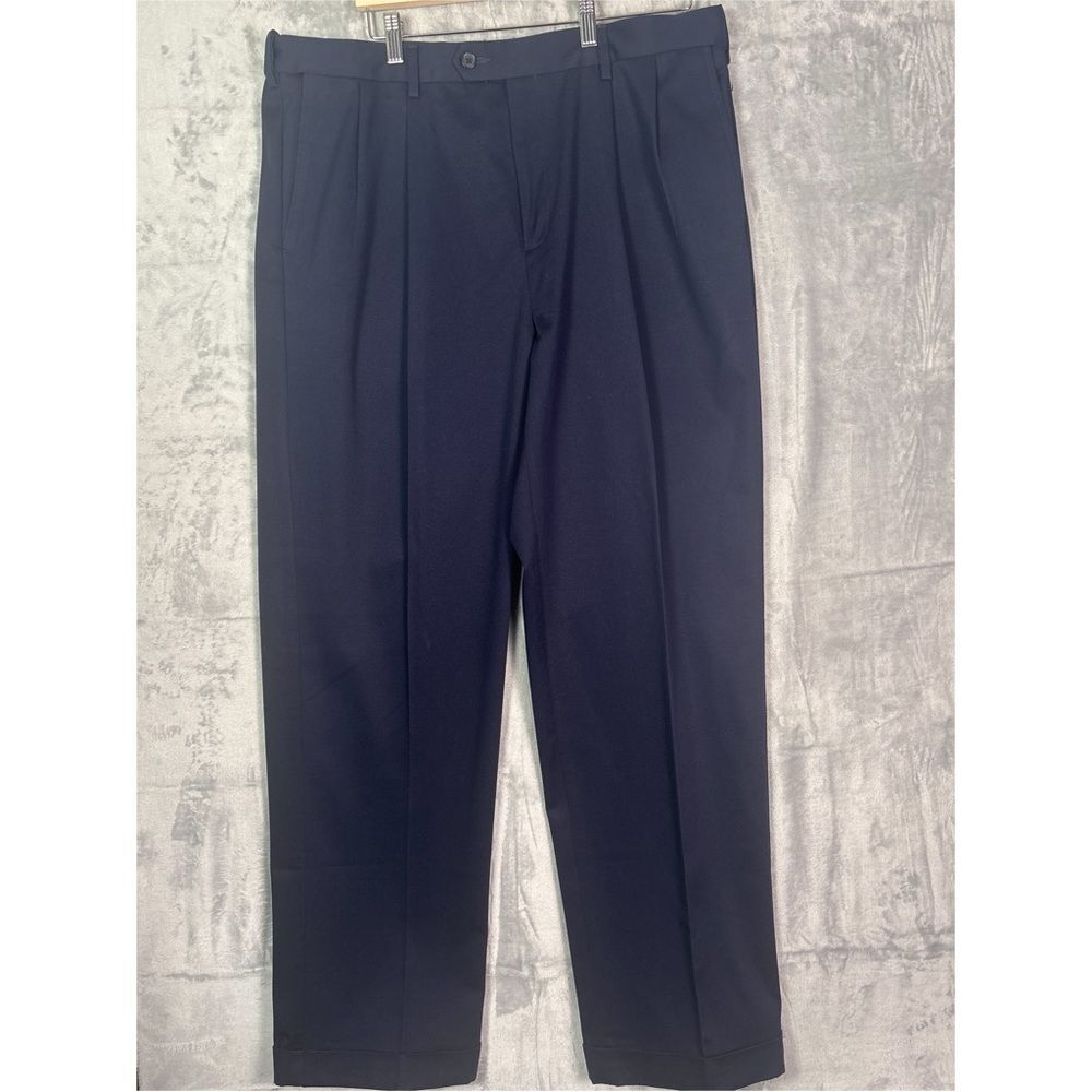 NWT New Croft & Barrow Navy Premium Pleated No-Iron Classic Pants Size 38x34